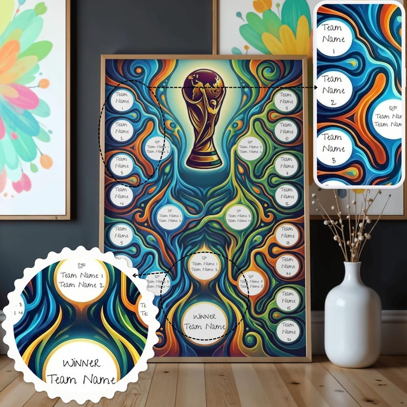 World Soccer Tournament Bracket Poster – Round of 16 Vertical Printable ...