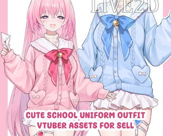 School Uniform Vtuber Outfit Asset | Fully Rigged Live2D Assets | VTuber Outfit & Live2D Costume