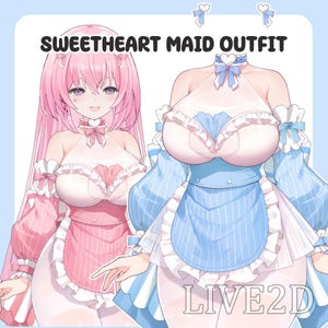 Vtuber-outfit in de stijl van een lief dienstmeisje | Live2D Rigged Assets (Vtube Studio)