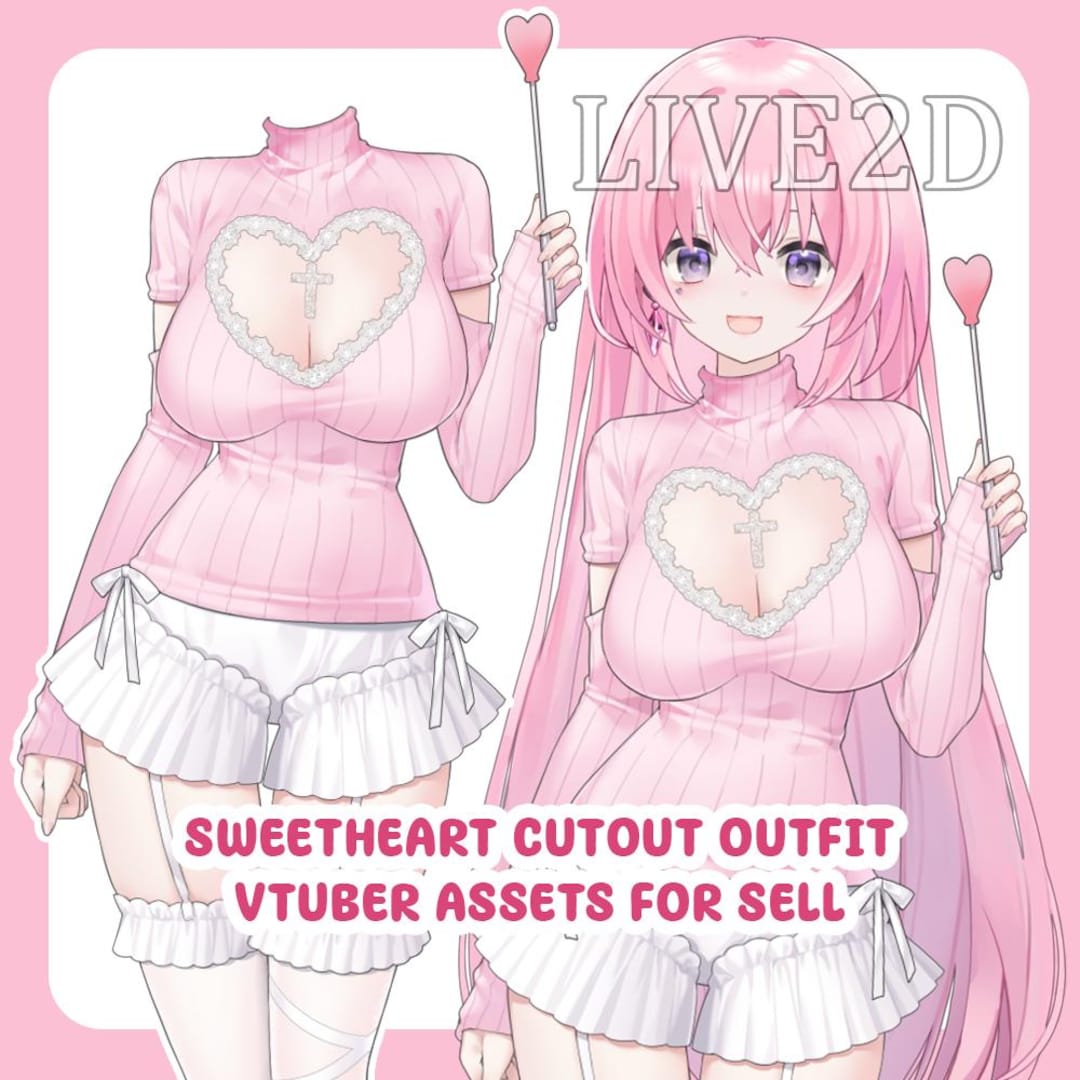 Heart Sweater Vtuber Outfit Asset | Fully Rigged Live2d Assets | Vtuber Outfit & Live2d Costume - Etsy