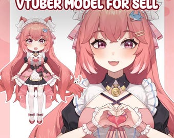 Cat Maid Girl Premade Vtuber Model | Fully Rigged Live2D, Ready to Use