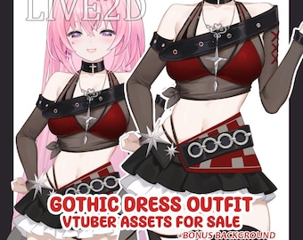 Gothic Vtuber Outfit Asset | Live2D Rigged Assets (VTube Studio)