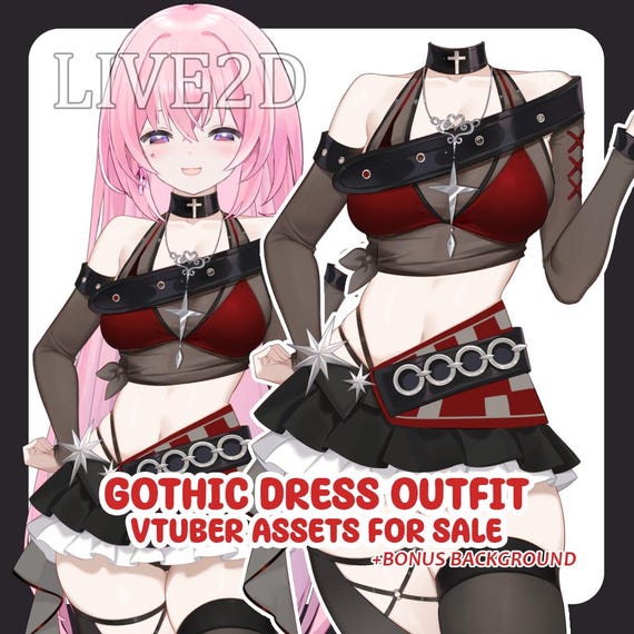 Gothic Vtuber Outfit Asset | Live2D Rigged Assets (VTube Studio)