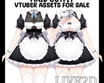 Sweet Maid Vtuber Outfit Asset | Live2D Rigged Assets (VTube Studio)