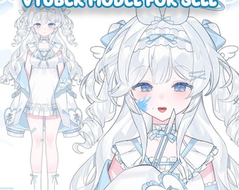 Modelo prefabricado de Vtuber de chica conejo azul / Totalmente animado en Live2D, listo para usar.