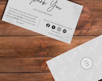 Plantilla de tarjeta de agradecimiento editable: Encarte para pequeñas empresas (8,9 x 5 cm)