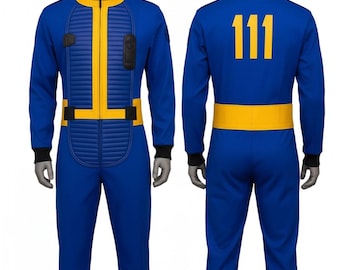 Fallout Vault 111-cosplayjumpsuit | Retro gamer Vault Dweller-kostuum | Blauw Vault-pak voor Halloween en congressen