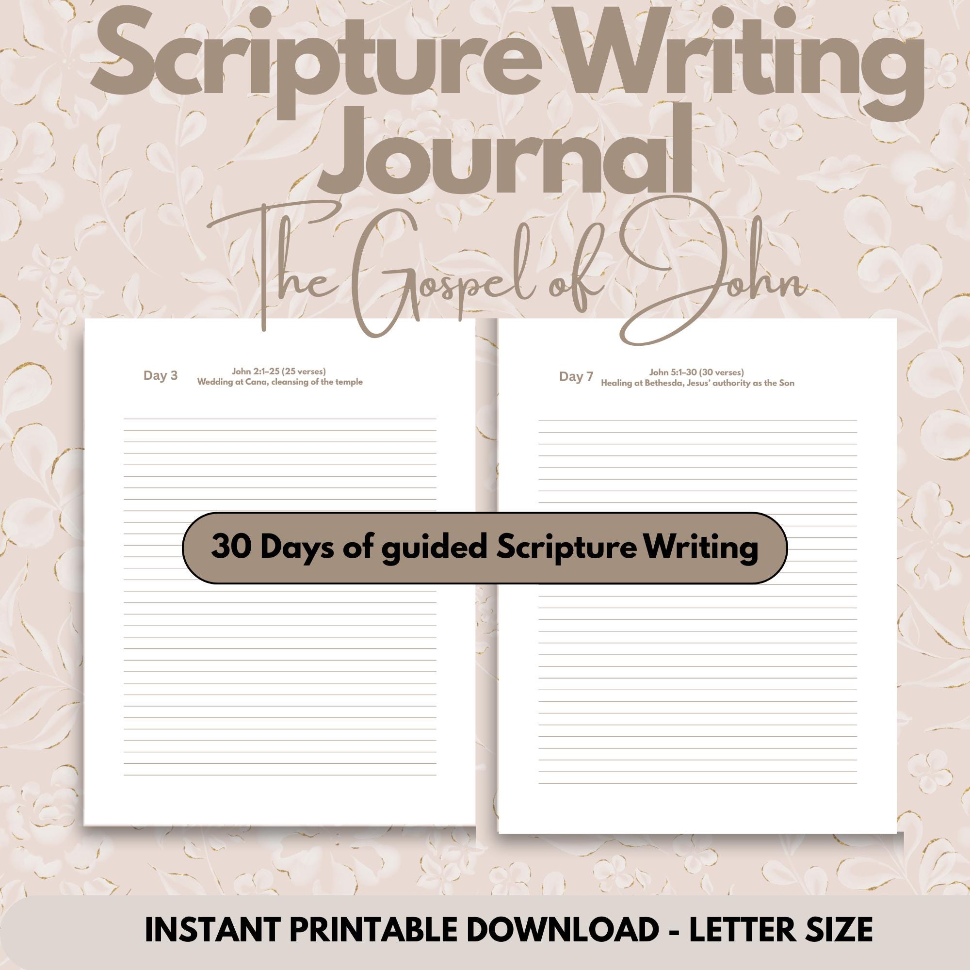 Printable Scripture Writing Journal of the Gospel of John - Etsy