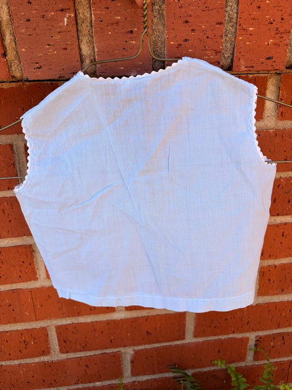 Vintage Baby Vest Blue Cotton Gingham Appliqué | Toddler Vest Size 3 | 60s Childrenswear | Heirloom Baby Clothing View 5