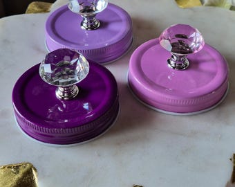 Roze en paarse decoratieve deksels voor Mason-potten