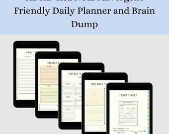 ADHD Digital Planner | Brain Dump Journal | Productivity & Focus Organizer | Routine Tracker |  Hyperlinked Easy Use | GoodNotes
