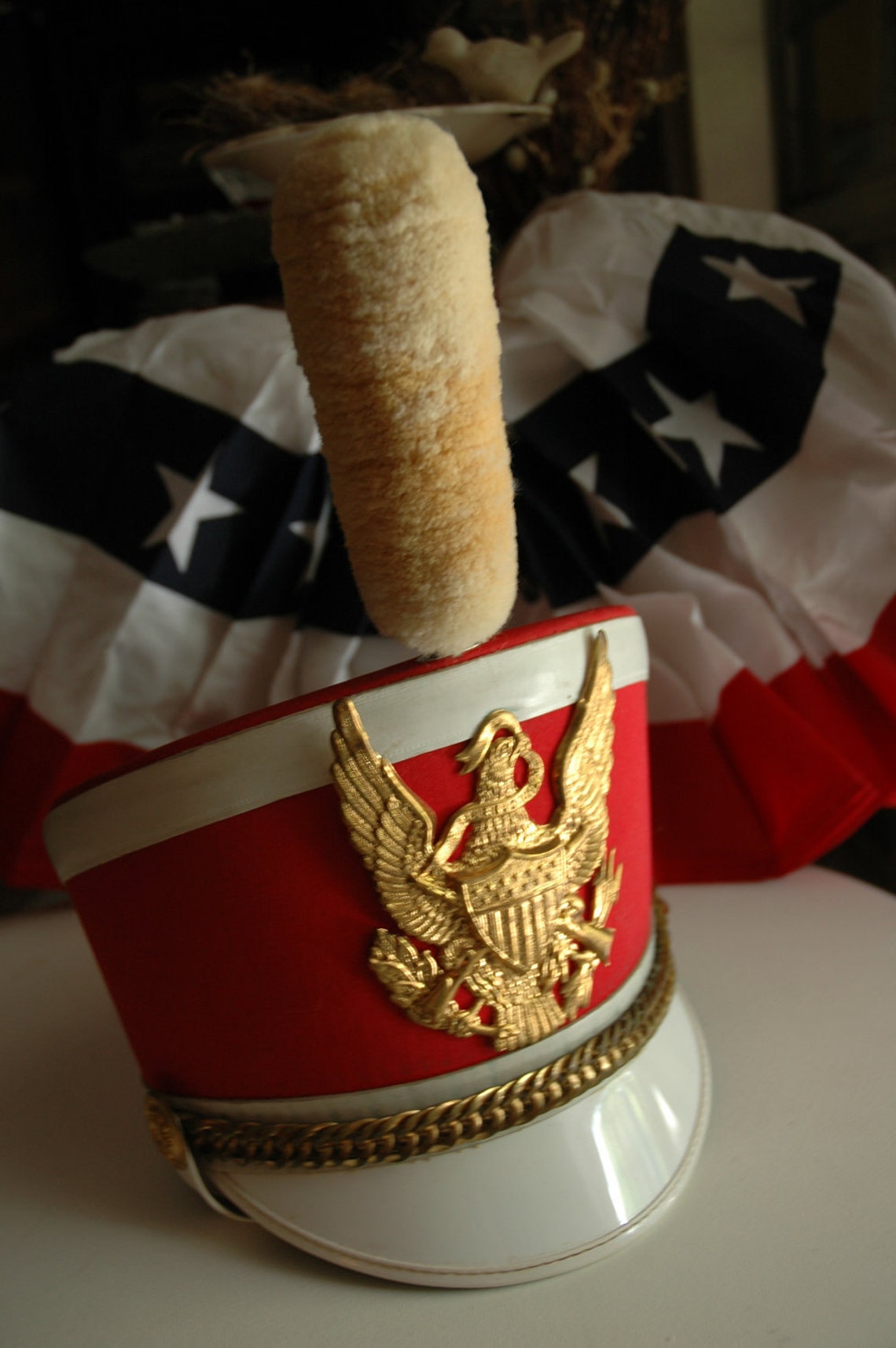 Vintage Red Majorette Band Drum Major Hat 60's Etsy