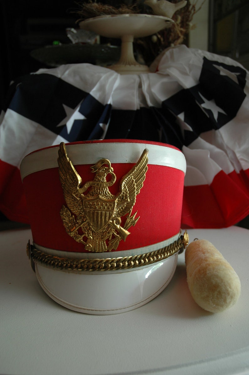 Vintage Red Majorette Band Drum Major Hat 60's Etsy