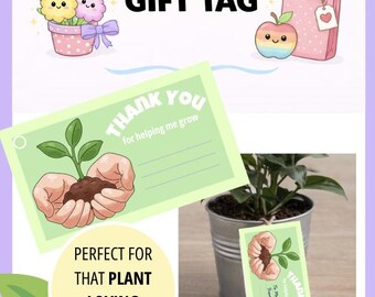 Teacher Appreciation Gift Tag | Plant Lover Thank You (Digital Download)