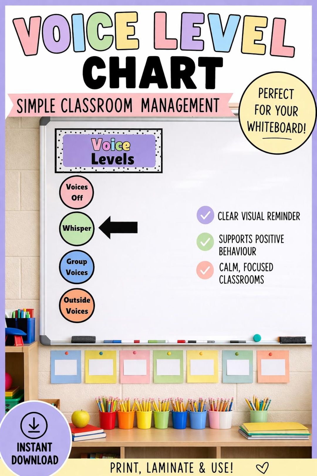 Pastel Voice Level Chart Printable | Classroom Management Tool - Etsy