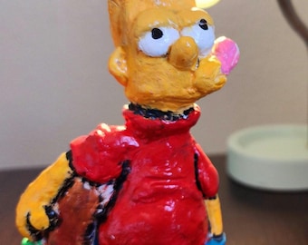 HANDMADE | The Simpsons - Bart Simpson Polymer Clay Standing Figurine