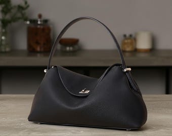 Borsa da donna in vera pelle di vacchetta: borsa a tracolla in pelle da donna