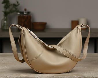 Knödeltasche aus echtem Leder: Damen Leder Geldbörse mit großer Kapazität