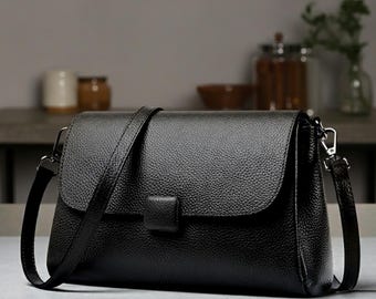 Borsa in vera pelle per donna: borsa a tracolla in pelle di vacchetta