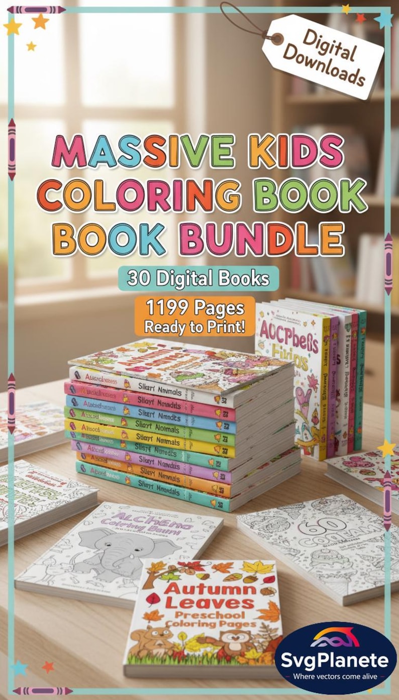 1199+ Coloring Pages Bundle – Kids & Adults, Printable Art (digital ...