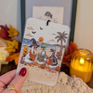 Summerween Goose Bookmark: Spooky Beach Bookmark, Halloween Beach Reader Gift, Cute Goose Bookmark, Book Lover Gift, Laminated Bookmark
