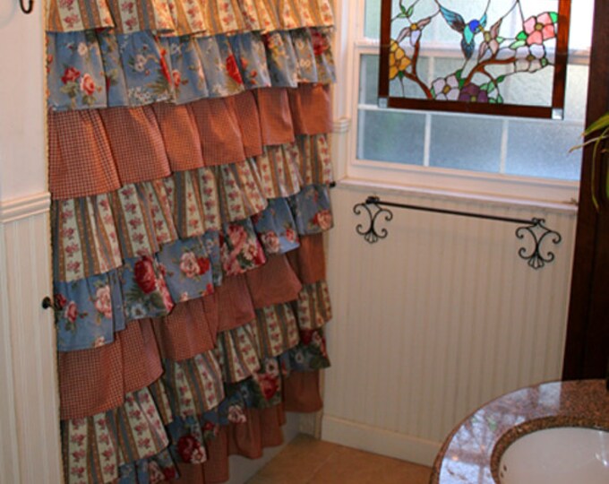Ruffled Shower Curtain Roses & Cherry Red Etsy
