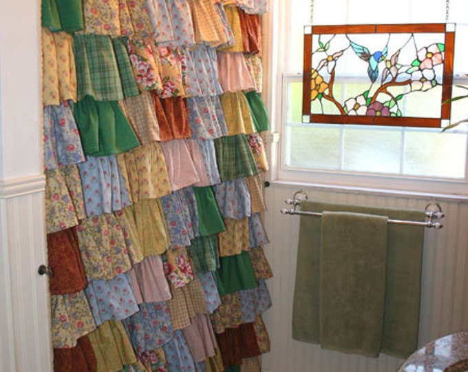Country Cottage Ruffled Shower Curtain Etsy