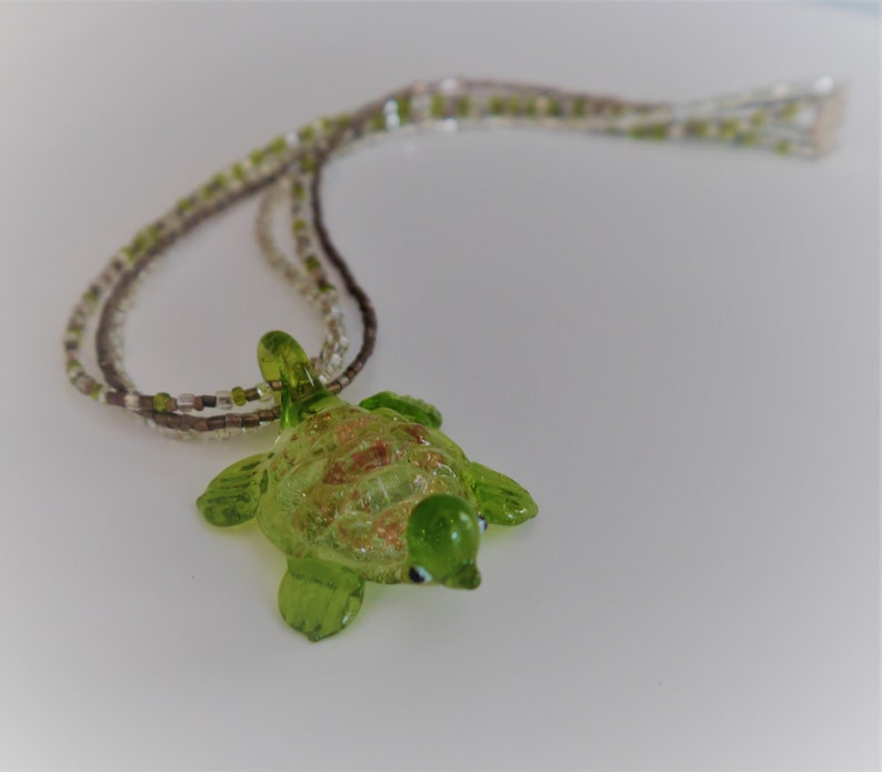 Sea Life Jewelry Sea Turtle Gifts Sea Turtle Necklace Handmade Jewelry Turtle Pendant Glass Turtle