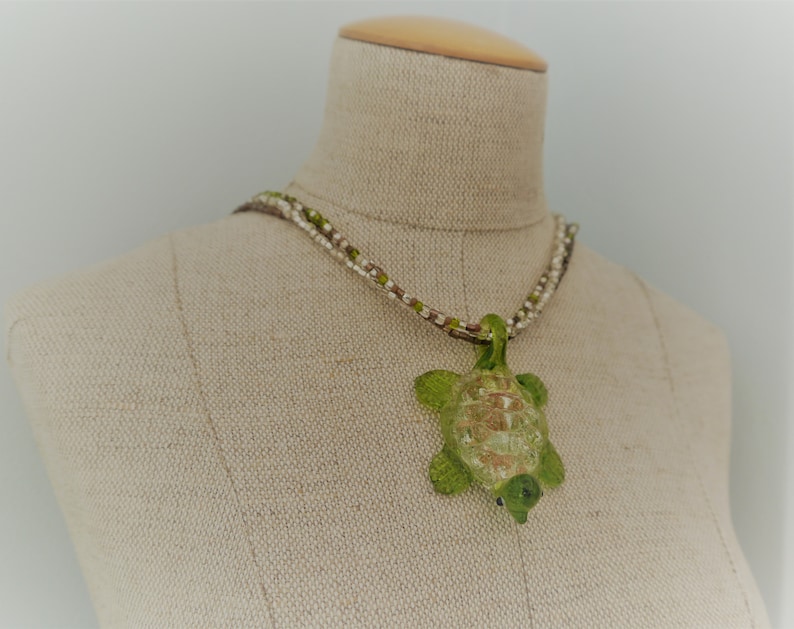 Sea Life Jewelry Sea Turtle Gifts Sea Turtle Necklace Handmade Jewelry Turtle Pendant Glass Turtle