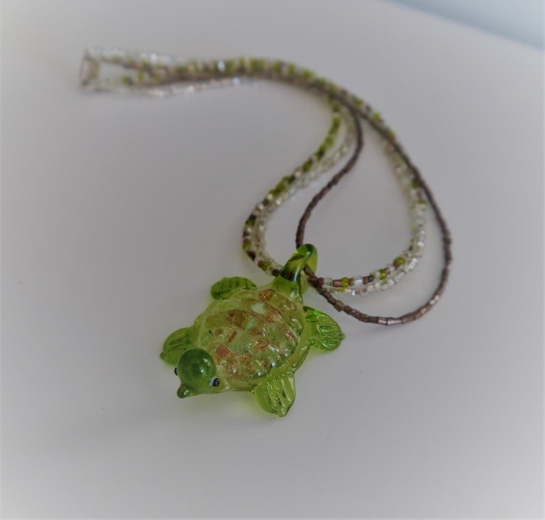 Sea Life Jewelry Sea Turtle Gifts Sea Turtle Necklace Handmade Jewelry Turtle Pendant Glass Turtle