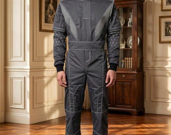 Mandalorian Bounty Hunter Gray Flight Suit Cosplay | Star Wars Din Djarin Costume Outfit | 3 Piece Beskar Under Suit