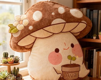 Personalized Garden Mushroom Pillow with Custom Name Graphic 3D Print Cute Garden Mushroom Pillow for Gardening Lovers