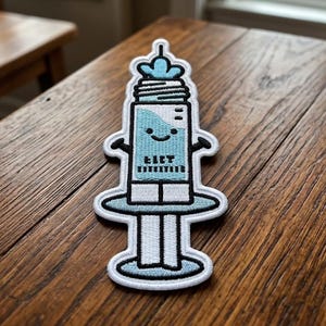 Funny Syringe Patch | Nurse Practitioner Gift | Embroidered Medical Vaccine Iron On Badge for Jacket