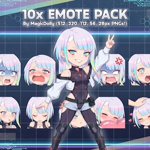 Lucy Emotes Pack, Cyberpunk Edgerunners Chibi Stickers (Digital Download)