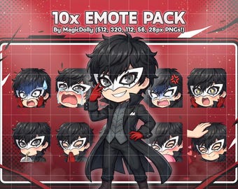Joker Emotes, Persona 5 Anime Chibi Stickers Emoji for Discord/Twitch/YouTube (Digital Download)