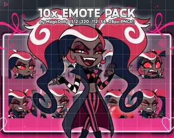 Velvette Emotes, Adesivos Emoji Chibi de Hazbin Hotel para Discord/Twitch/YouTube (Download Digital)