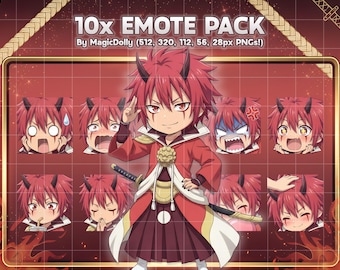 Benimaru Emotes, TenSura Anime Chibi Stickers Emoji for Discord/Twitch/YouTube (Digital Download)