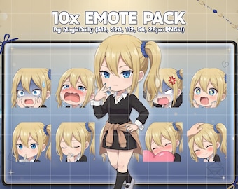 Ai Hayasaka Emotes, Kaguya-sama Anime Chibi Stickers Emoji for Discord/Twitch/YouTube (Digital Download)