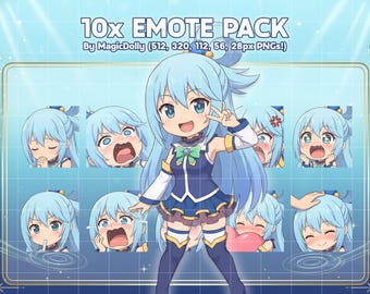 Aqua Emotes, KonoSuba Anime Chibi Stickers Emoji for Discord/Twitch/YouTube (Digital Download)