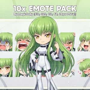 C.C. Emotes, Code Geass Anime Chibi Stickers Emoji for Discord/Twitch/YouTube (Digital Download)