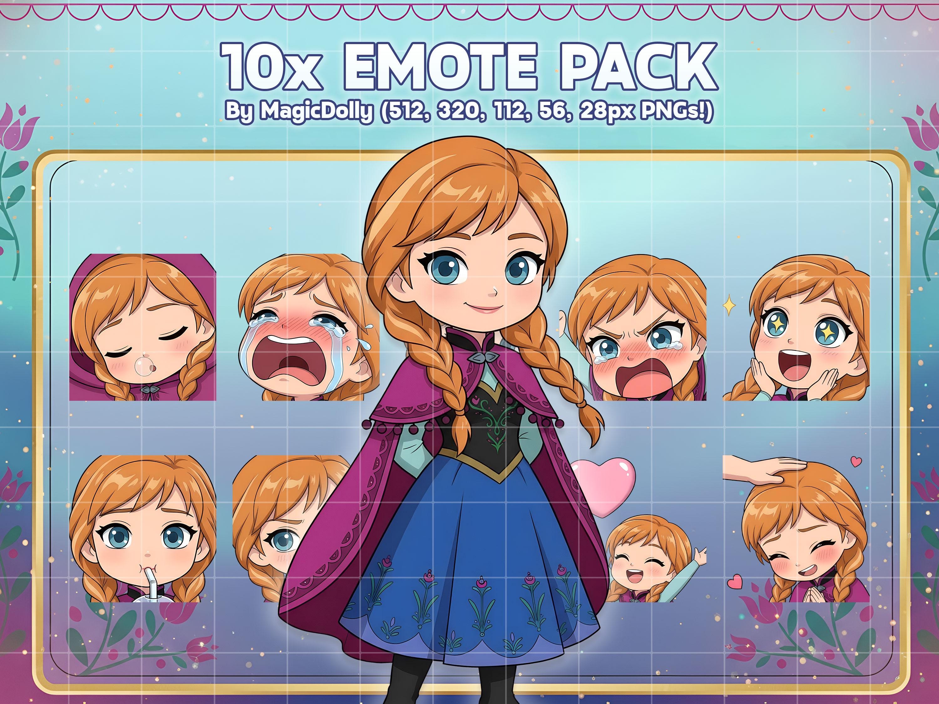 Buy Anna Emotes, Frozen Anime Chibi Stickers Emoji for  Discord/twitch/youtube (digital Download) Online in India - Etsy, image size:3000x2250