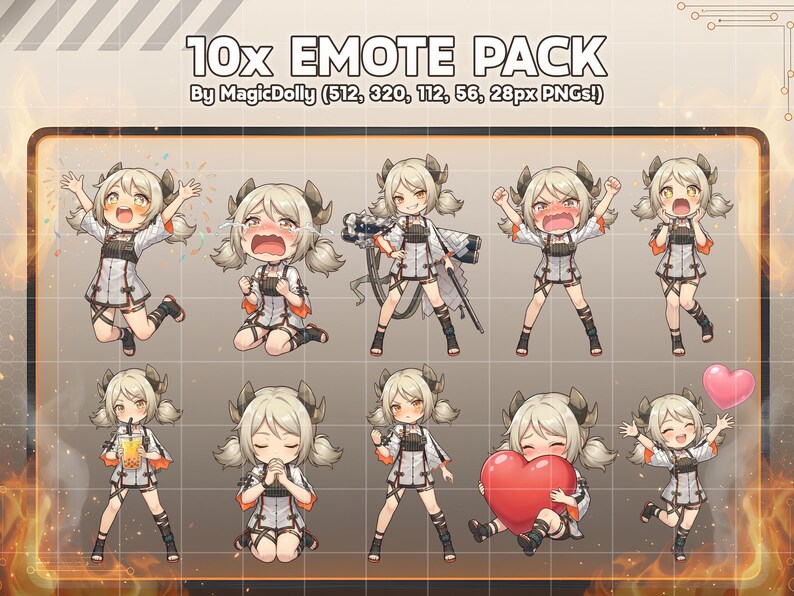 Ifrit Sticker Ifrit Emotes, Arknights Anime Chibi Stickers Emoji for Discord/twitch ...