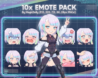 Lucy Emotes Pack, Cyberpunk Edgerunners Chibi Stickers (Digital Download)