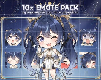 Iuno Emotes, Wuthering Waves Anime Chibi Stickers Emoji for Discord/Twitch/YouTube (Digital Download)