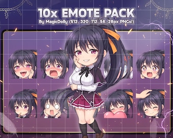Akeno Himejima Chibi Emotes, High School DxD Anime Stickers (Digital Download)