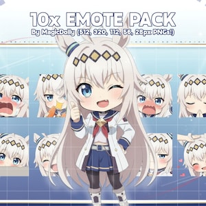 Emoticones Chibi de la gorra de Oguri, stickers de Umamusume, emojis de anime (descarga digital)