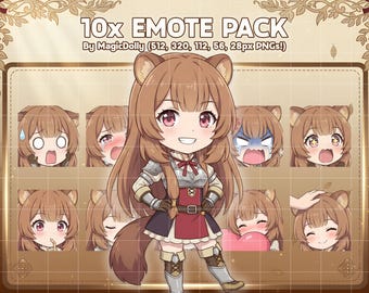 Raphtalia Emotes, Shield Hero Anime Chibi Stickers Emoji for Discord/Twitch/YouTube (Digital Download)