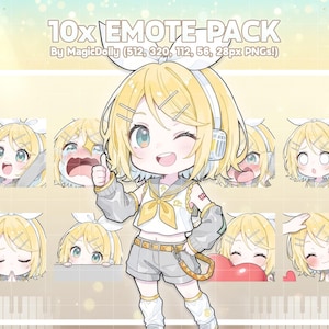 Kagamine Rin Emotes, Vocaloid Anime Chibi Stickers Emoji for Discord/Twitch/YouTube (Digital Download)