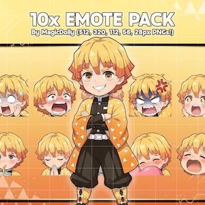 Zenitsu Agatsuma Chibi Emotes, Demon Slayer Stickers (Digital Download)