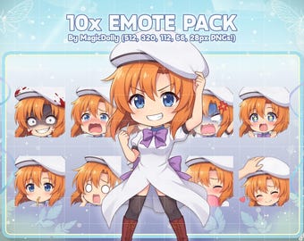 Rena Ryuugu Emotes, Higurashi Anime Chibi Stickers Emoji for Discord/Twitch/YouTube (Digital Download)
